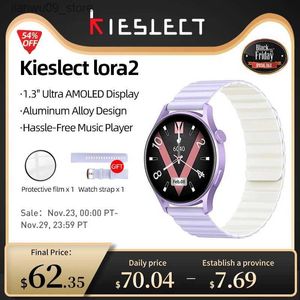 Relógios de pulso Kieslect Lora 2 Smartwatch 1.3'' Tela AMOLED HD Bluetooth Chamada Heart Rate Monitor de Saúde Moda Esportes Mulheres Smart WatchQ231123