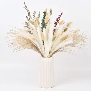 Fiori decorativi 43 pezzi completamente pampas erba decorazione naturale essiccata per vaso Boho casa pompas bouquet floreale soggiorno di nozze