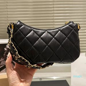 Designer Women Hobo Shoulder Bag Luxury Quilted Lambskin Leather Mini Half Moon Underarm Bags Lady Wave Chains Strap Handbag 20/23CM