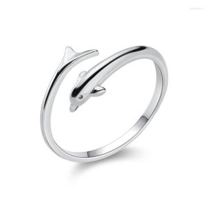 Cluster Rings MloveAcc Cute 925 Sterling Silver Dolphin For Women Girls Kids Jewelry Finger Toe Anillos Opened Bague Argent Aneis Anillo