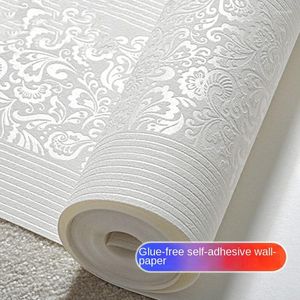 Wallpapers Self-adhesive 3D Vertical Stripe Thickened Non-woven Wall Paper Warm Bedroom Living Room Background Peel And Stick Wallpaper