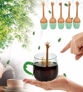 S Zabawne gesty ręczne infuzor herbaty czarny sitko herbaty silikon luźne liść ziołowy uchwyt na przyprawę herbaty narzędzia piwowarskie 5605078