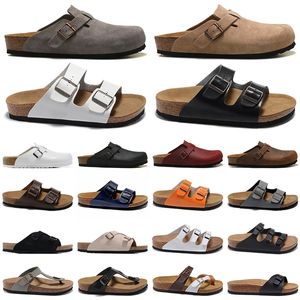 Sandals Slides Men Women Slippers Nubuck Leather Suede Clogs Mocha Beach Shoes Outdoor Slider Shoes Platform Sandal