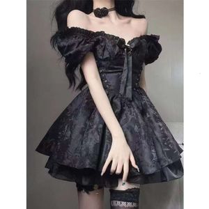Gothic Black Mini Vintage Sexy Spaghetti Strap High Waist Dresses s Egirl Punk Grunge Slim Party Club Dress Women
