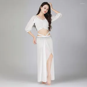 Stage Wear Belly Dance Top Long Skirt Set Sexy Women Suit Practice Clothes Performance Oriental Costume Disfraz Princesa Rave Outfit