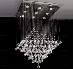 Modern Minimalist LED Crystal Chandeliers Square Villa Double Staircase Lamp Bedroom Pendant Lamps Living Room Restaurant Chandelier LL