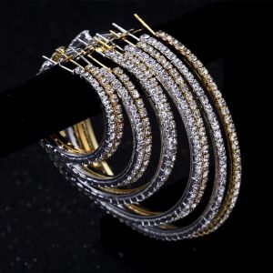 Hot Earrings for Women 2-10 cm Hoop Big Circle Earrings Fashion Extra Big Large Crystal Hoop Earrings Party Jewelry Gold Silver Oversized LL