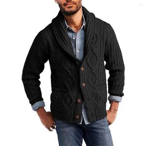 Men's Sweaters Autumn/Winter European-USA Style Knit Outerwear Men/Youth Acrylic Solid Lapel Single-Breasted Pocket Cardigan Sweater