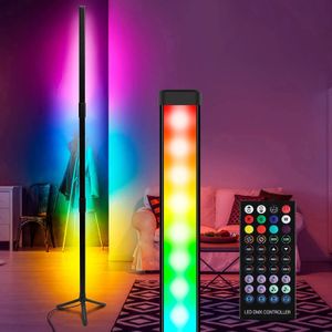 ノベルティアイテム120cm Tuya Bluetooth Corner Floor Lamp Tripod Standing RGB LED MOUD LIGHT DIMMABLE BEDROOM BEDSIDE LUXURY LIVING ROOM HOME DECOR 231122