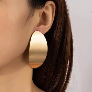 Stud Earrings Exaggerated Metal Texture Retro Fashion Temperament Oval Brushed Textured Wholesale 245