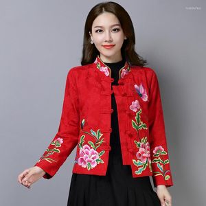 Ubranie etniczne 2023 National Harajuku płaszcz Kobiety Popraw Hanfu Oriental Vintage Flower Hafting Tang Suit żeński chiński retro