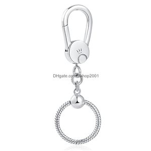 Keychains Lanyards New 925 Sterling Sier Fashion European Round Keychain Pendant Original Female Diy Pandora 절묘한 목걸이 DHMDJ