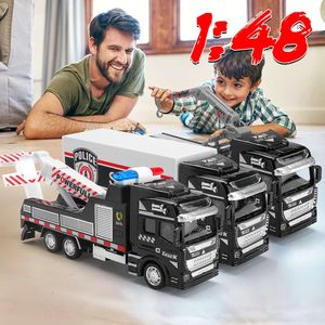 Novo carro de brinquedo 1 48 puxar para trás inercial liga metal modelo de carro transportador caminhão reboque brinquedo veículo brinquedos educativos menino crianças presente