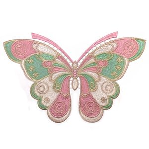 Big Lace Butterfly Patches Sewing Notion Gold Thread Embroidered Applique Badge Sew on Patch DIY Clothes Dress T-Shirt 37cm x 24cm