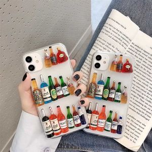 Mobiele telefoons Creatieve 3D Stereo Wine Bottle Telefoonhoesjes voor iPhone 11 12 13 14 Pro Max Mini 7 8 Plus X XS XR SE Beschermende Cover Accessoires J230421