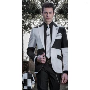 Herrenanzüge Gentleman WeißSchwarz Anzug für Männer Formelle Party Business Blazer Hochzeit Bräutigam Smoking 2 Stück Jacke Hose Kostüm Homme 2024