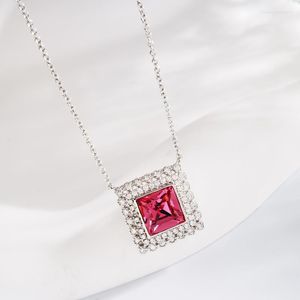 Anhänger Halsketten Kristalle aus Österreich Trend Damen Halsband für Mädchen Geburtstag Schmuck Geschenke Silber Farbe Damen Hals Accessoires