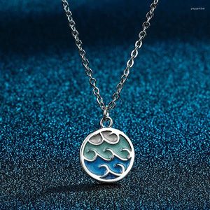 Pendant Necklaces Dainty Wave Necklace Women Girls Stainless Steel Sea Charm Neck Chain Minimalist Surfer Jewelry Summer Beach Gift For Her