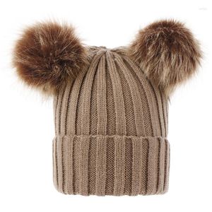 Berretti Madre Bambini Cappelli invernali per bambina Ragazzo Bobble Hat Cap Bambini Pompon Beanie Infant Bonnet Accessori 0-3Y