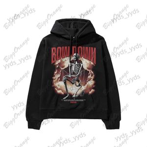 Erkek Hoodies Sweatshirts Gotik Koyu Siyah Desen Baskılı Hoodie High Street Özel Sweater Harajuku Ceket Üst Düzgün Erkek ve Kadın Kazak Y2K T231123