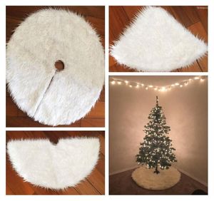 Christmas Decorations 2023 Tree Skirt White Fur Carpet Extra Large Round Plush Santa Xmas Aprons Navidad For Home Party 1pc