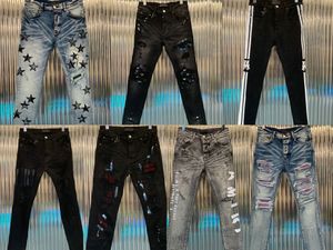 Jeans da uomo Europeo Jean Hombre Lettera Star Uomo Ricamo Patchwork Strappato per Trend Marchio Moto Pantalone Uomo Skinny TAGLIA 30-38