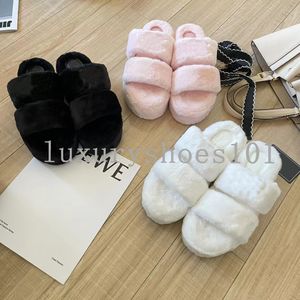 Women Slippers Winter Indoor Home Fur Slippers House Full Furry Soft Fluffy Flats Heel Luxury Designer Shoes Casual Slippers