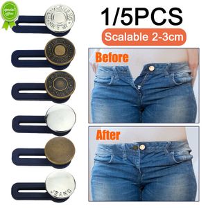 Nuovo 1/5PCS Magic Metal Button Extender per pantaloni Jeans Cucitura libera Regolabile Retrattile Vita Extender Button Cintura Expander