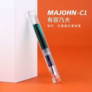 분수 펜 Majohn C1 투명한 아이 드로퍼 분수 펜 EF/F/M NIB 잉크 펜 원래 상자 230906