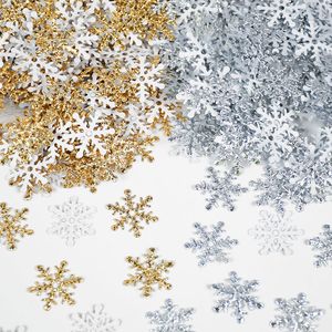 Other Event Party Supplies 270pcs 2cm Gold Silver Snowflake Confetti Christmas Decoration For Home Artificial Snow Xmas Year Decor Table Ornament 230422