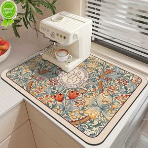 New Placemat for Dining Table Absorbent Tableware Mats Dish Drying Mat Drain Pad Heat Resistant Counter Top Mat Home Decoration