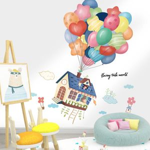 Adesivos de parede balões coloridos decalques de casa de desenhos animados diy para crianças quartos de bebê infantil berçário decoração caseira