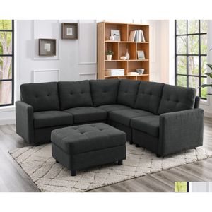 Living Room Furniture Sectional Sofa Set Modern Linen Fabric With Chaise L-Shaped Couch Drop Delivery Home Garden Dhnfi