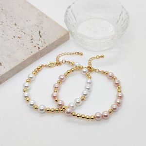 Strand Herlook Natural Shell Pearl Bransoletka dla kobiet biżuteria hurtowa złote koraliki Bracelety Summer Beach Pulseras Mujer