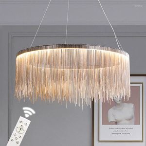 Chandeliers Nordic Chandelier Indoor Lighting Remote Contrl Dimmable Modern Chrome Round Living Room Bedroom Lustre Hanging Lamp