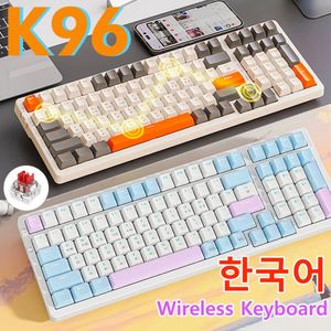 K96 Wireless Keypad Mechanical Keyboard USB TypeC Bluetoothcompatible 100Keys 24G Personalized for PC Desktop 231221