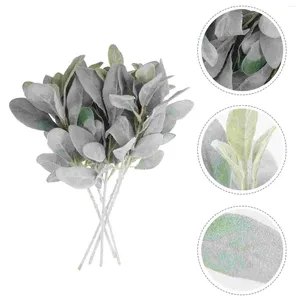 Flores decorativas 5 PCs Greante Plantas colhem eucalipto verde folhas decorações de flores imitação de ovelha spray floral haste floral