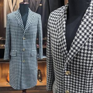 Herrenanzüge Houndstooth Gentle Men Coat One Piece Blazer Coat Long Single Breasted Wedding Formal Work Wear Party Causal Tailored