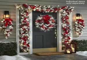 Dekorativa blommor kransar julkrans utomhus 2022 Xmas dekorationer tecken hem trädgård kontor veranda ytterdörr hängande granl9729313
