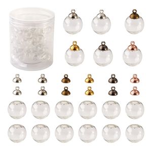 Juldekorationer 60pcsbox Clear Glass Bottle Charms Mini Globe Ball Tomma flaskor hänge med mössa för smycken som gör DIY örhänge halsband 231123
