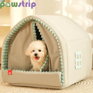 Penne per canili Tenda per cani da compagnia Casa calda e accogliente Lettino per gatti chiuso Pieghevole portatile Cani che dormono Nido Addensare Gattino Cucciolo Forniture per canile 231122