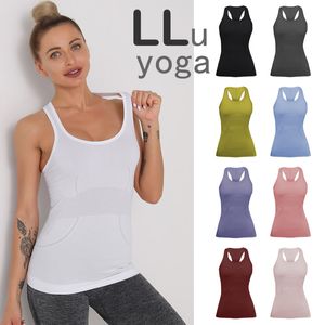 LLu Sleeveless Yoga Suit Tank Top Women's Breathable Lightweight Nude Feel Shirts Leisure Sports Running Fitness Training Vest Hiking Mountaineering Quick-Dry Top