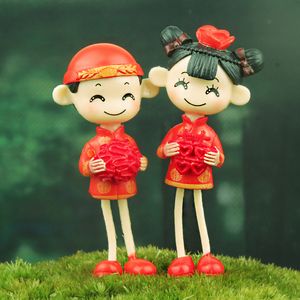 Chinese Lovers Couples 3D Miniature Home Decoration DIY Moss Micro Landscape Small Ornament Wedding Doll