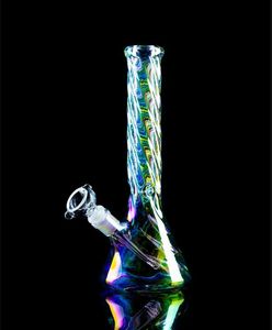 Colorful Glass Tall Bong Hookahs Bubbler Beaker Water Pipes Heady Dab Rigs Recycler Water Bongs With 14mm Bowl 32cm