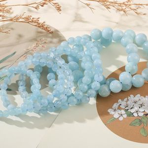 Bracciale con filo di acquamarina naturale, perline, perline, cristallo blu, cielo bianco, tutto abbinato