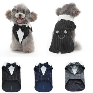 Hundkläder juldräkt halloween bröllop outfit kläder skjorta formell tuxedo för teddy bulldog 231123