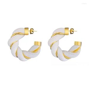 Hoop Earrings Fashion Leather Braided Metal Retro Circle French Trend Women Street All-match Jewelry Accessories