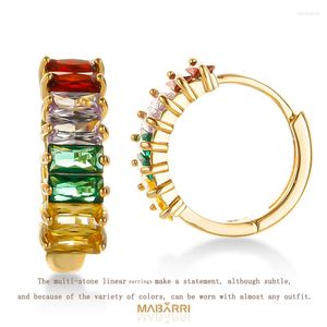 Hoop Earrings Mabarri Gold Four-color Gem For Women Girls Enfashion Jewelry Holiday Birthday Christmas Party Gift Multi Hoops