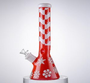 Julfest HOOFAHS VIT SNOW BEAKER BONG Tjockt glas raka rör stora bongs Xmas vattenledningar 18 mm fog med skålolja dab r5318692