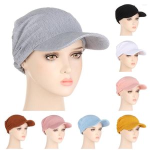 Ethnic Clothing Candy Color Sunscreen Headscarf With Brim Multi-function Instant Hijabs Hat For Women Baseball Cap Outdoor Sport Turban